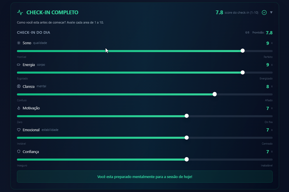 Screenshot do check-in diário do Poker Playbook
